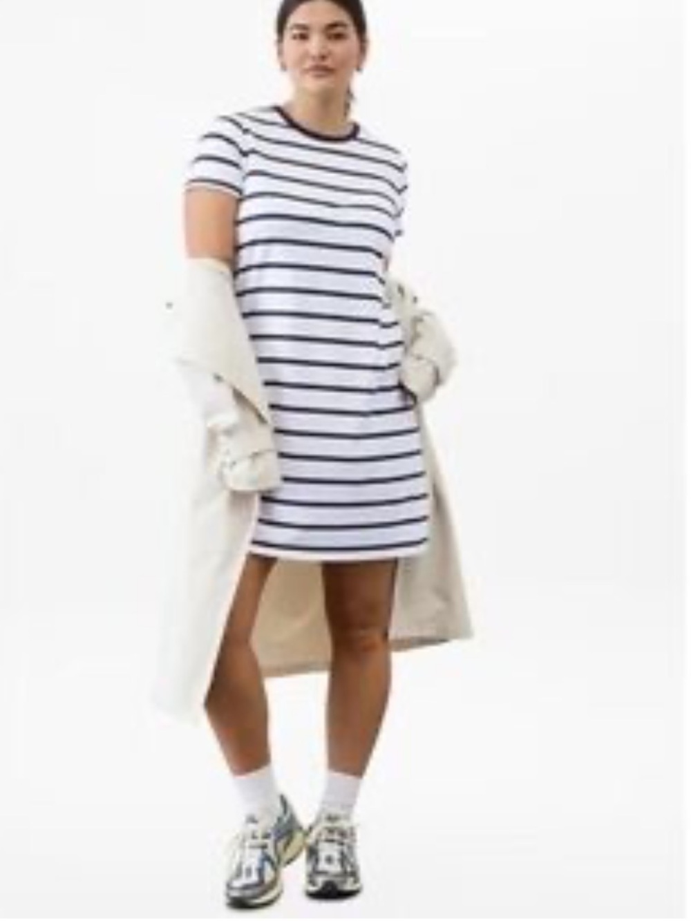 Athleta Essential Navy & White  T-Shirt Dress